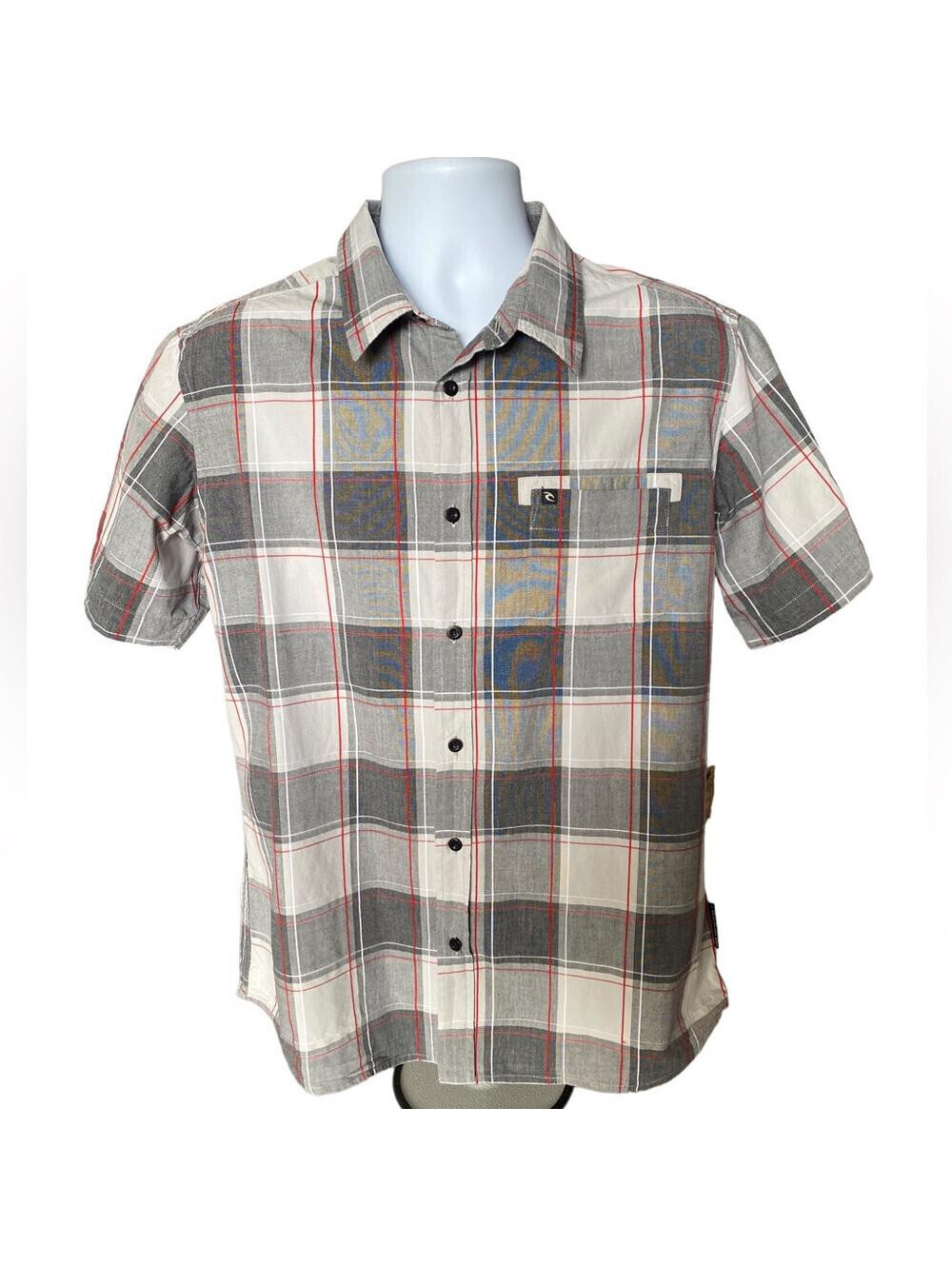 RIP CURL Plaid Button Down Collared Shirt Men M Medium